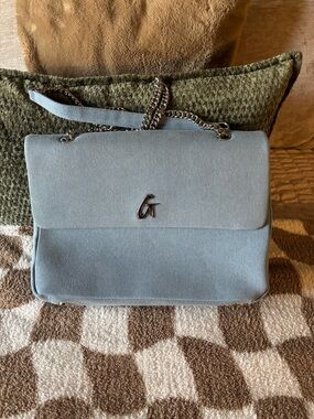 Elegant Light Blue Chain-Handle Shoulder Bag